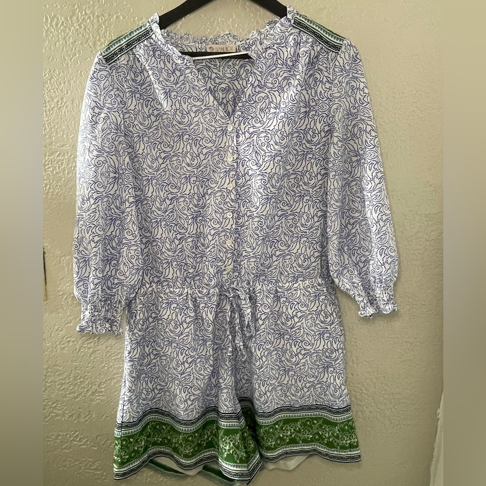 Elaine Rose Stylish Blue and Green Patterned Jumpsuit Size‎ 10